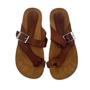 Yokono Brown Leather T-Strap Sandals Size 6.5 Women’s